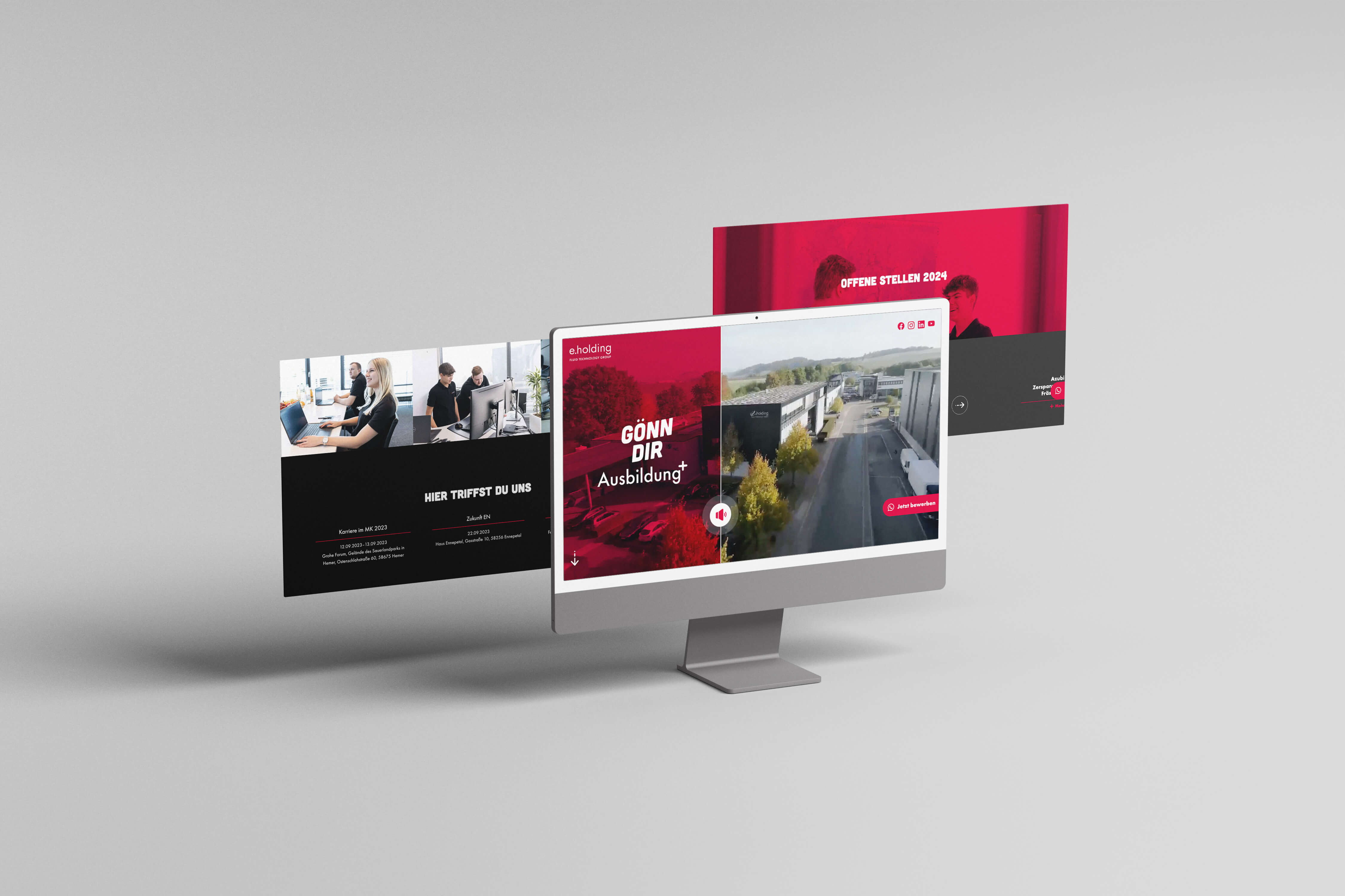 Mockup der Ausbildungswebseite e.holding