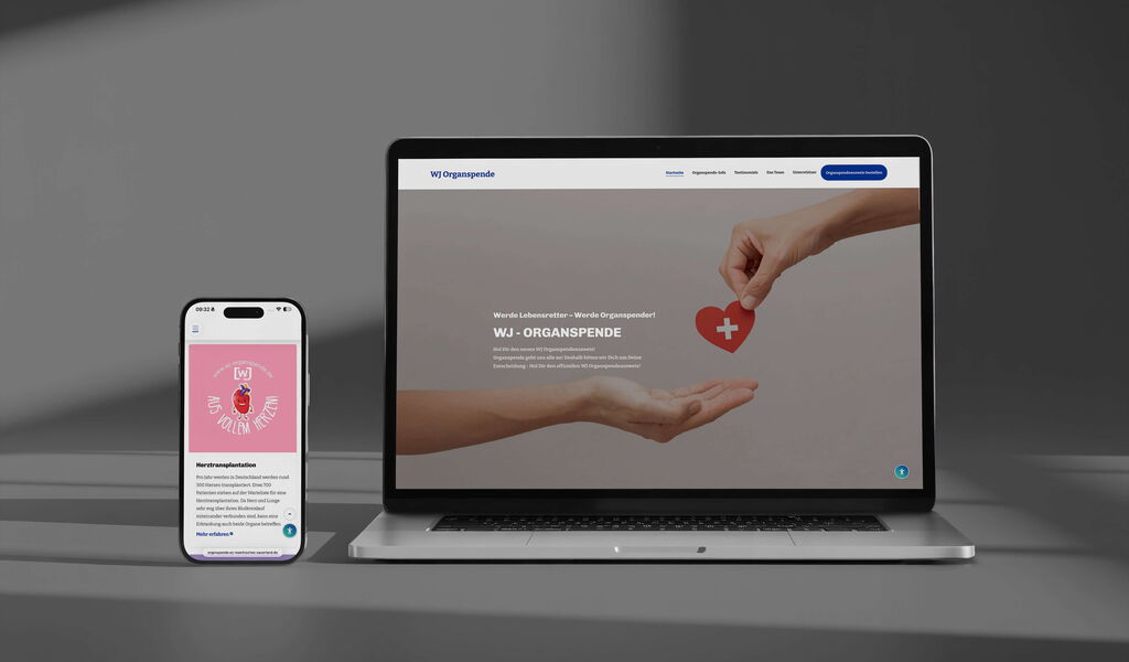 Mock Up der Organspende-Website